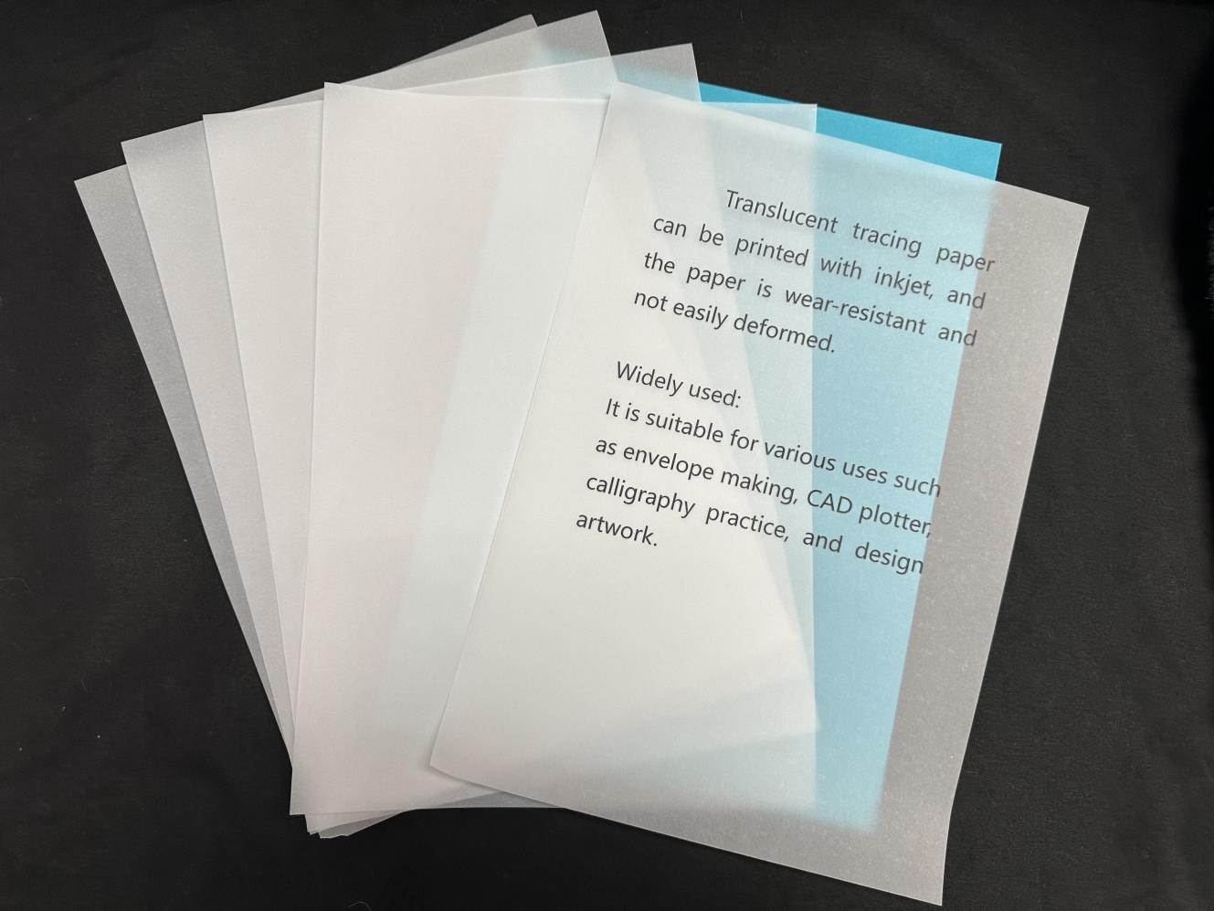 787*1092mm 70gsm 200gsmA4 A3 बड़ी शीट ट्रेसिंग ड्राइंग पारभासी पेपर कैड ड्राइंग के लिए ट्रेसिंग पेपर